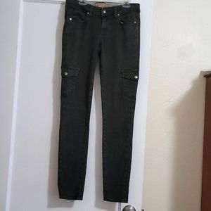 Paige Dark green denim cargo jeans